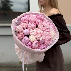 Монобукет из 25 розового пиона