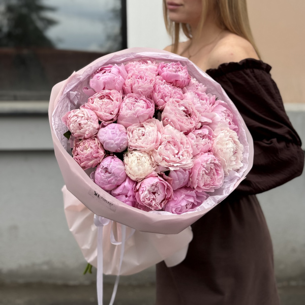 Монобукет из 25 розового пиона